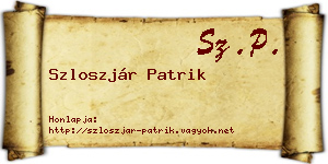 Szloszjár Patrik névjegykártya