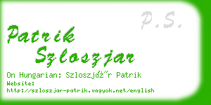 patrik szloszjar business card